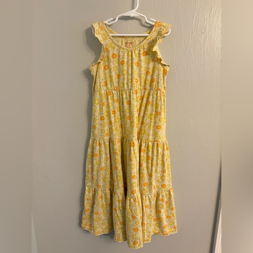 Cat and Jack flutter sleeve yellow floral dress - girls medium